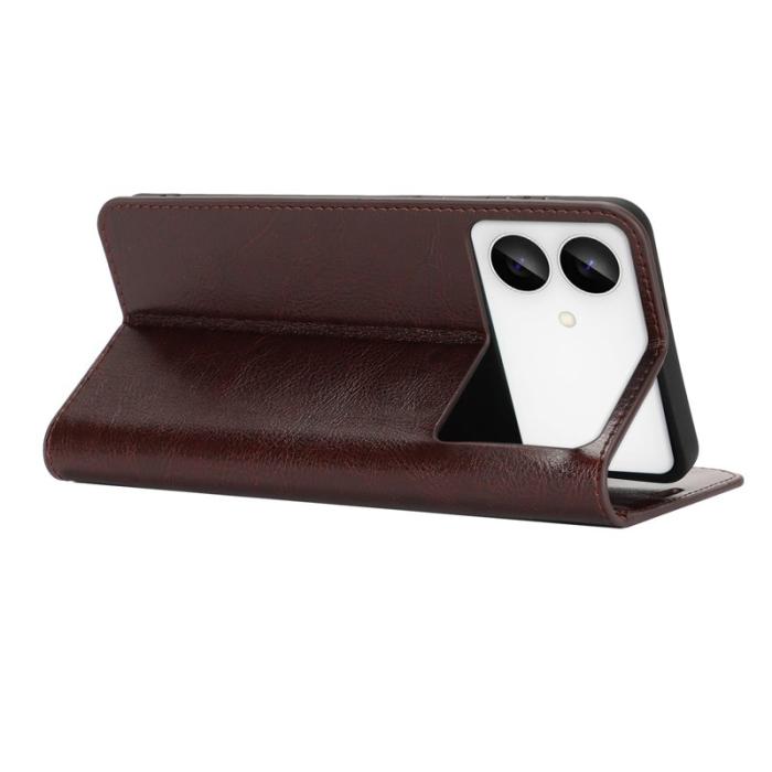 OEM - Crazy Horse Samsung Galaxy S26 Edge Plånboksfodral Äkta läder- Brun