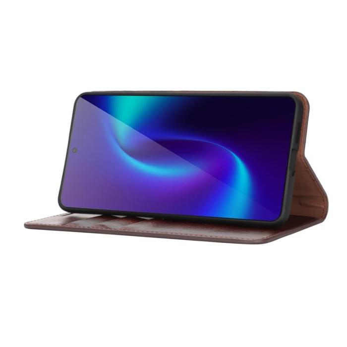 OEM - Crazy Horse Samsung Galaxy S26 Edge Plånboksfodral Äkta läder- Brun