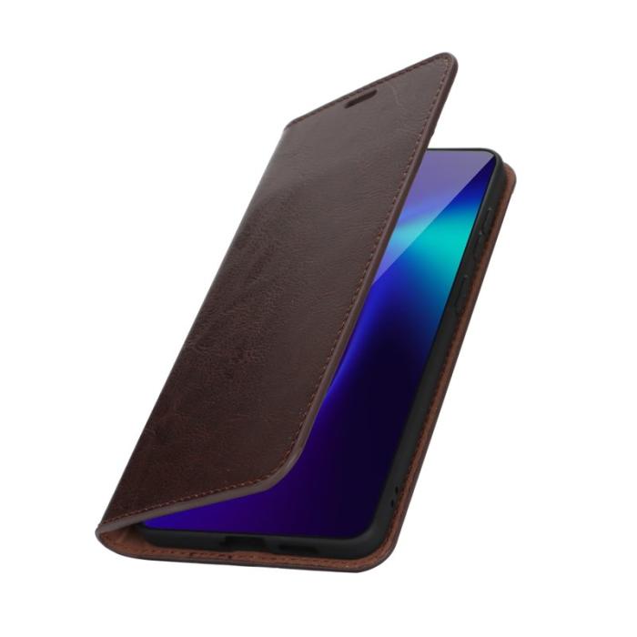 OEM - Crazy Horse Samsung Galaxy S26 Edge Plånboksfodral Äkta läder- Brun