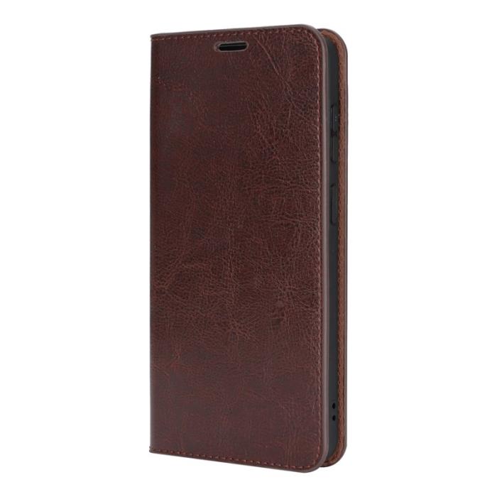 OEM - Crazy Horse Samsung Galaxy S26 Edge Plånboksfodral Äkta läder- Brun