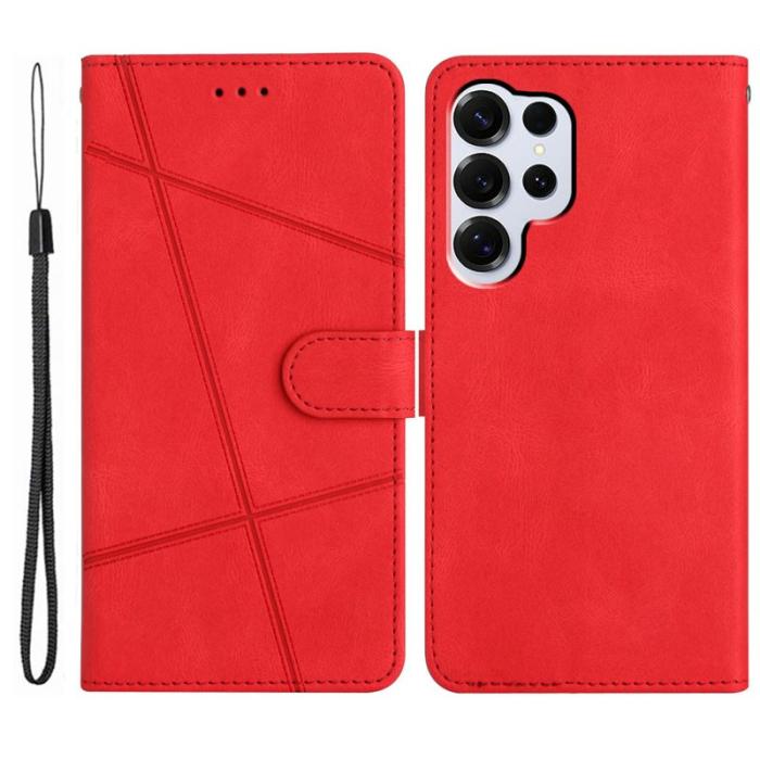 KHAZNEH - Crazy Horse Samsung Galaxy S26 Ultra Fodral Konstläder Ställ - Röd