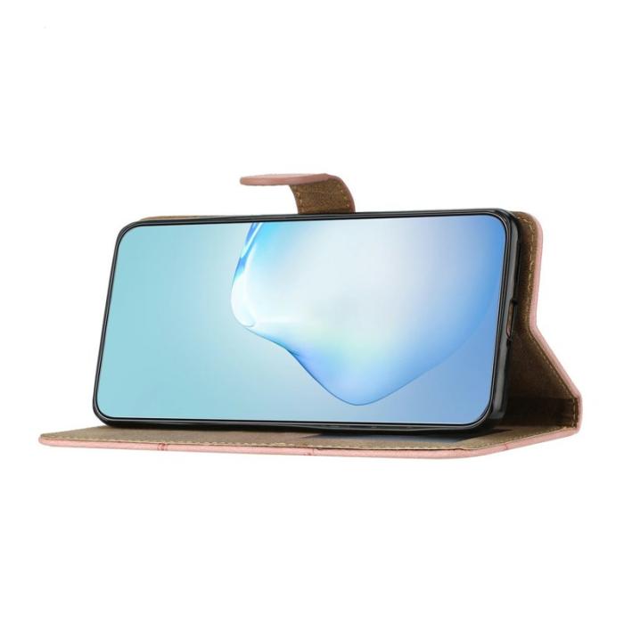 OEM - Crazy Horse Samsung Galaxy S26 Ultra Fodral PU Läder Ställ - Roséguld