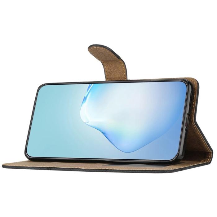 OEM - Crazy Horse Samsung Galaxy S26 Plus Fodral KonstLäder Ställ - Blå