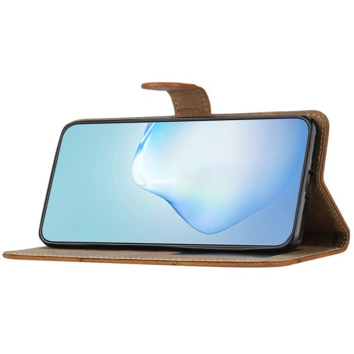 OEM - Crazy Horse Samsung Galaxy S26 Plus Fodral KonstLäder Ställ - Brun