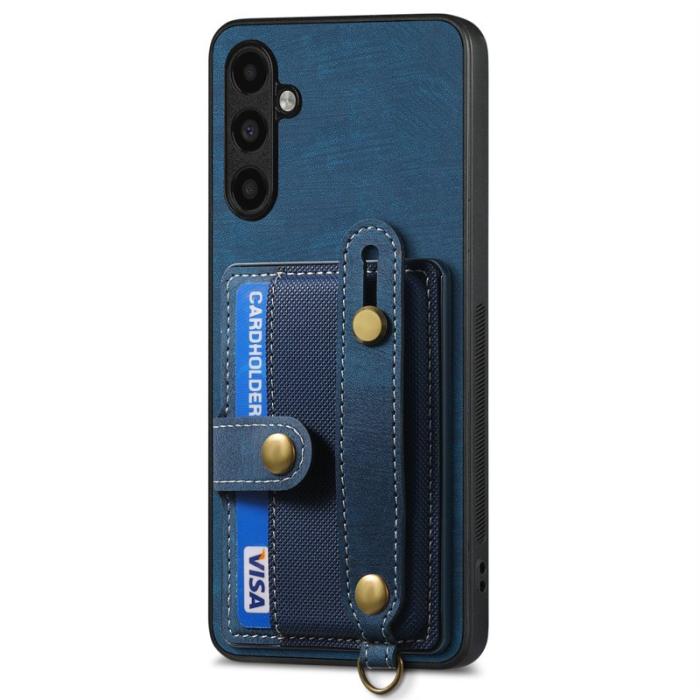 OEM - D9 Samsung Galaxy A35 5G Skal Plast Läder Coated - Blå