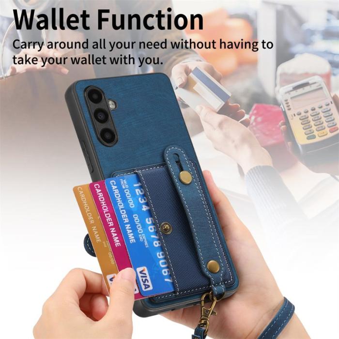 OEM - D9 Samsung Galaxy A35 5G Skal Plast Läder Coated - Blå