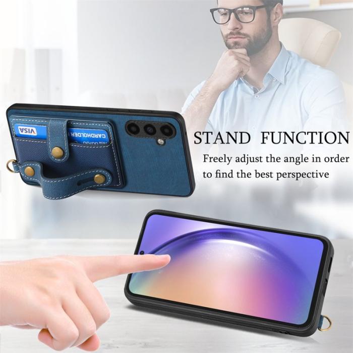 OEM - D9 Samsung Galaxy A35 5G Skal Plast Läder Coated - Blå