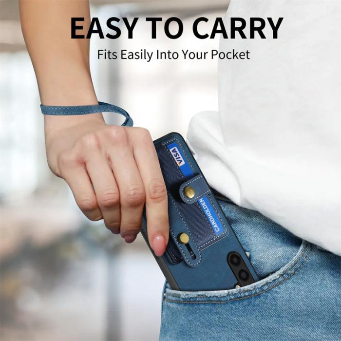 OEM - D9 Samsung Galaxy A35 5G Skal Plast Läder Coated - Blå