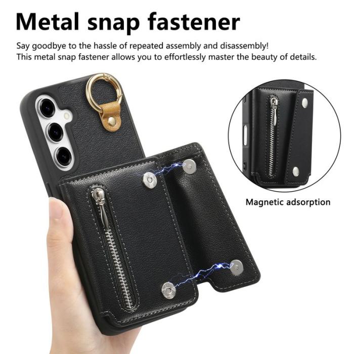 OEM - D-Ring Samsung Galaxy A55 5G Plånboksfodral Konstläder + Plast - Svart