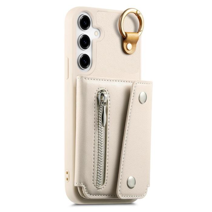 OEM - D-Ring Samsung Galaxy A55 5G Plånboksfodral Konstläder + Plast - Vit