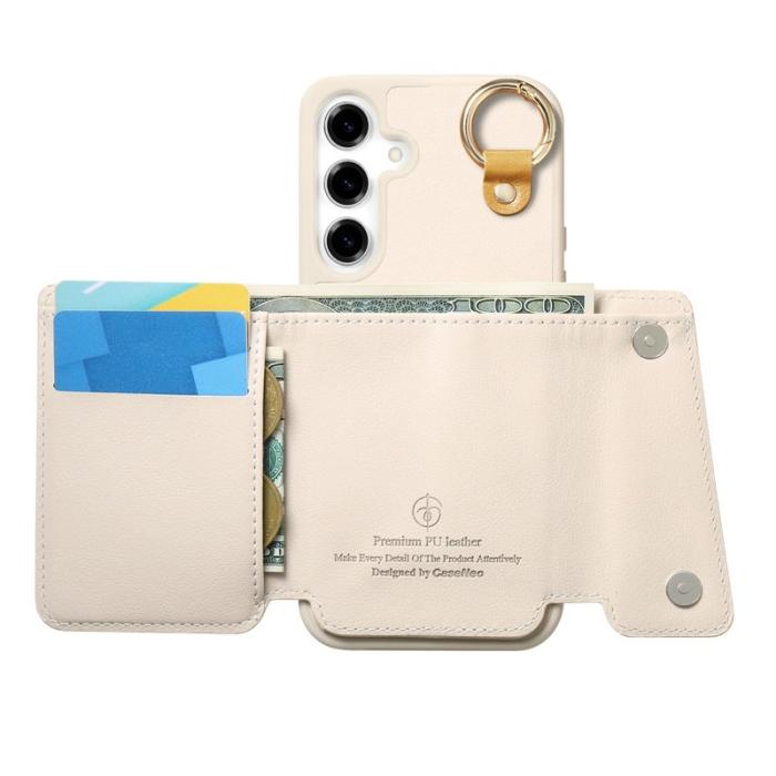 OEM - D-Ring Samsung Galaxy A55 5G Plånboksfodral Konstläder + Plast - Vit