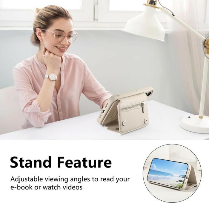 OEM - D-Ring Samsung Galaxy A55 5G Plånboksfodral Konstläder + Plast - Vit