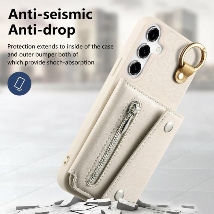 OEM - D-Ring Samsung Galaxy A55 5G Plånboksfodral Konstläder + Plast - Vit