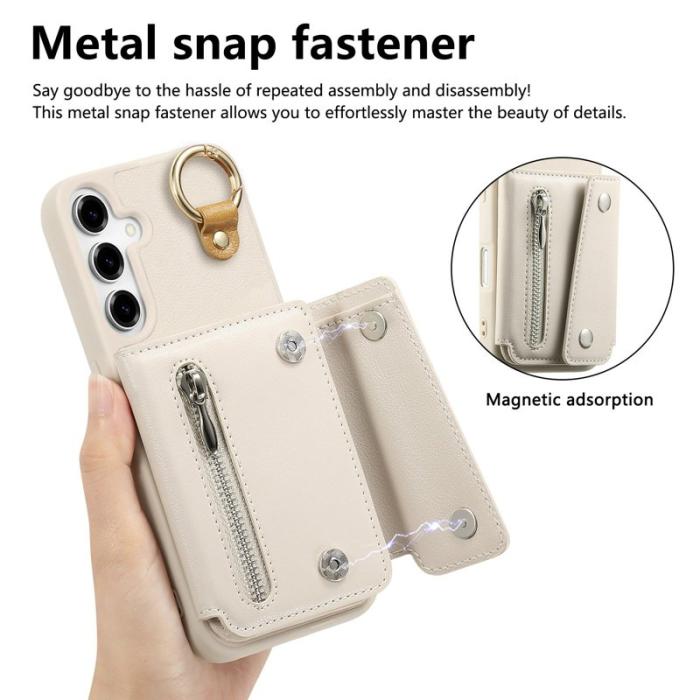 OEM - D-Ring Samsung Galaxy A55 5G Plånboksfodral Konstläder + Plast - Vit