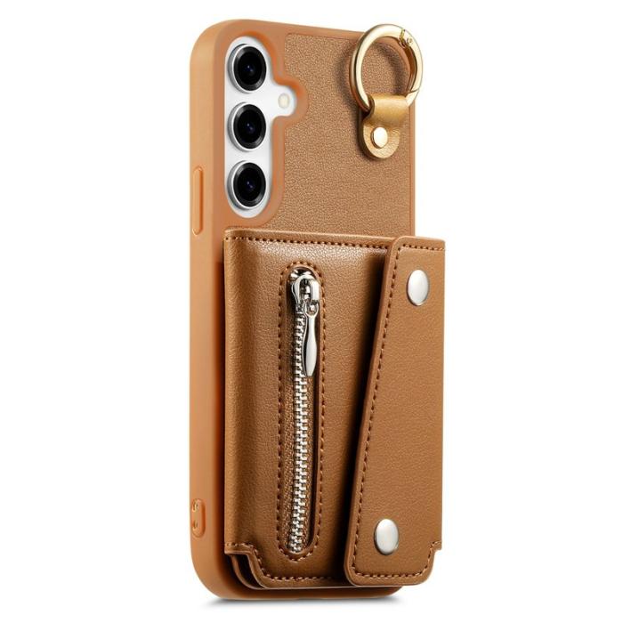 OEM - D-Ring Samsung Galaxy A55 5G Skal Äkta Läder + Plast - Brun