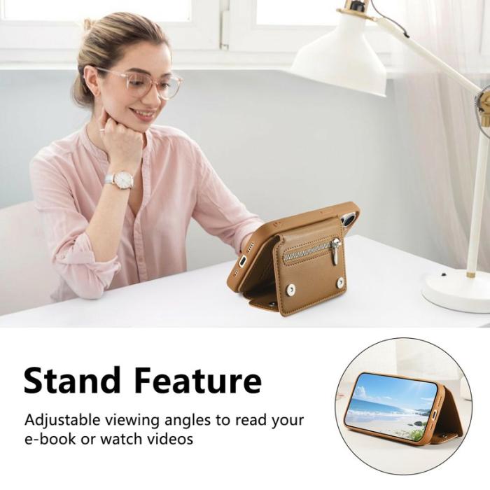 OEM - D-Ring Samsung Galaxy A55 5G Skal Äkta Läder + Plast - Brun