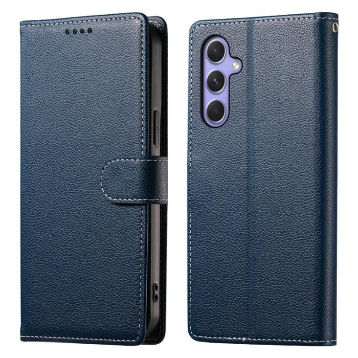 OEM - DF-012 Samsung Galaxy A55 5G Plånboksfodral Konstläder Magnetisk - Blå