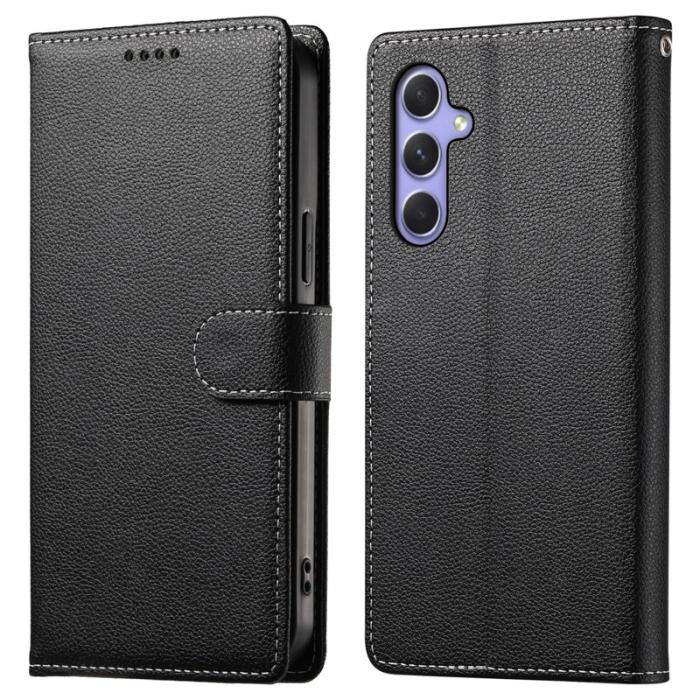 OEM - DF-012 Samsung Galaxy A55 5G Plånboksfodral Konstläder Magnetisk Stängning Svart