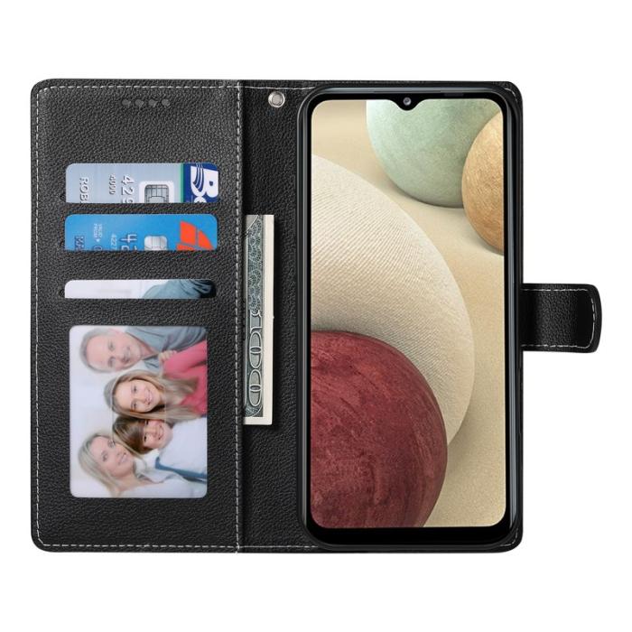 OEM - DF-012 Samsung Galaxy A55 5G Plånboksfodral Konstläder Magnetisk Stängning Svart