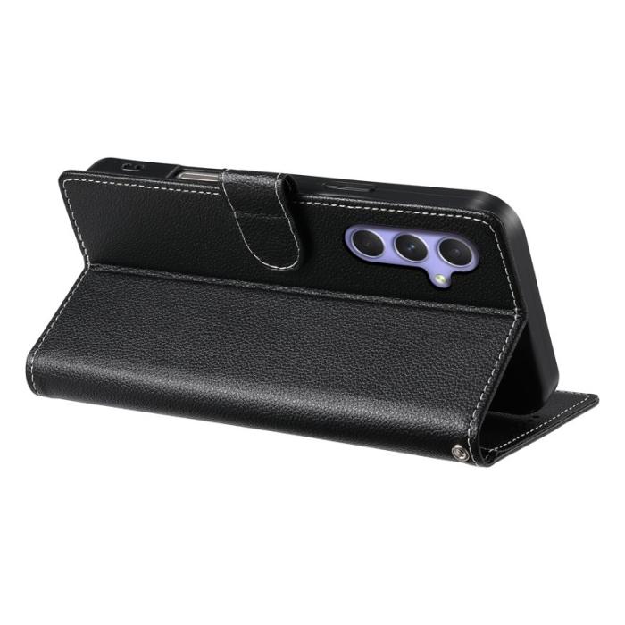 OEM - DF-012 Samsung Galaxy A55 5G Plånboksfodral Konstläder Magnetisk Stängning Svart