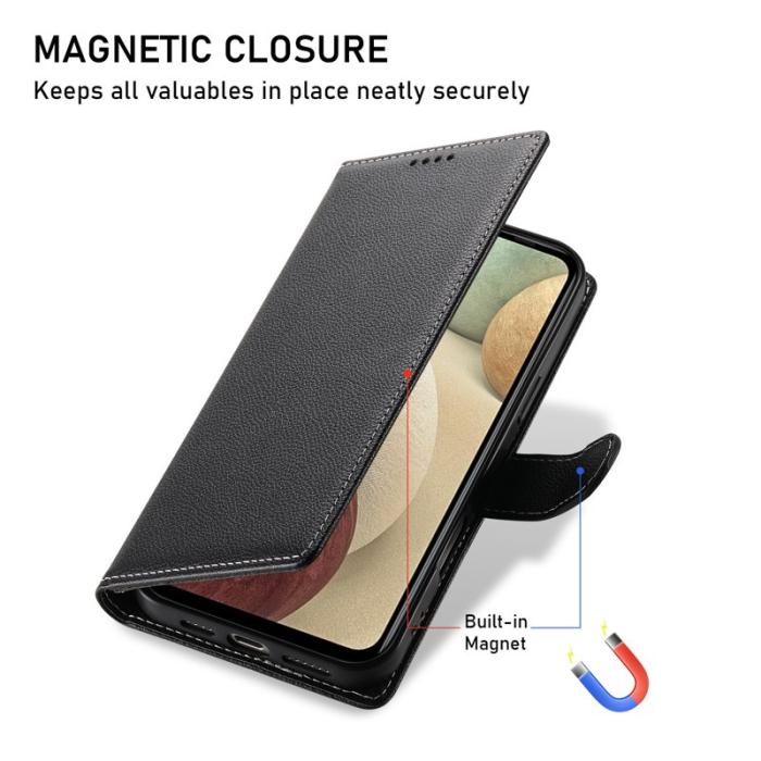OEM - DF-012 Samsung Galaxy A55 5G Plånboksfodral Konstläder Magnetisk Stängning Svart