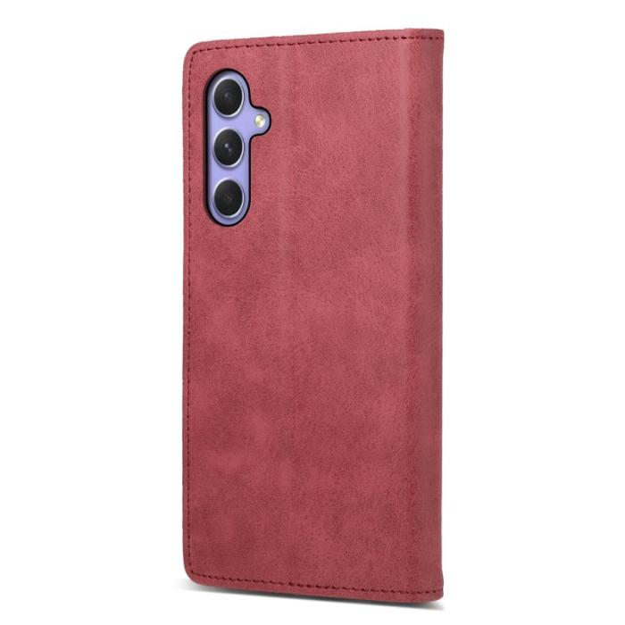 OEM - DF-05 Samsung Galaxy A55 5G Plånboksfodral Konstläder RFID Skydd - Röd