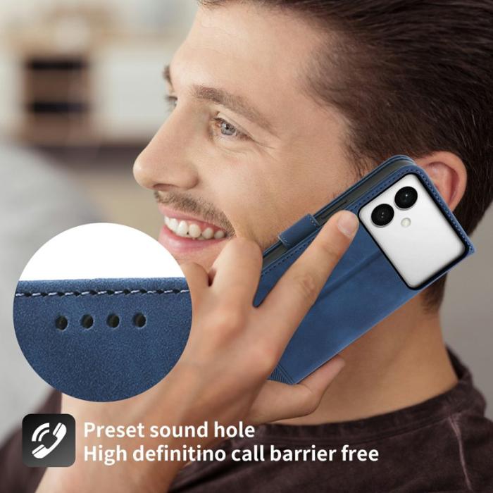 DIERFENG - DIERFENG Samsung Galaxy S26 Edge Plånboksfodral Konstläder - Blå