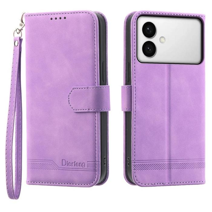 DIERFENG - DIERFENG Samsung Galaxy S26 Edge Plånboksfodral Konstläder - Lila