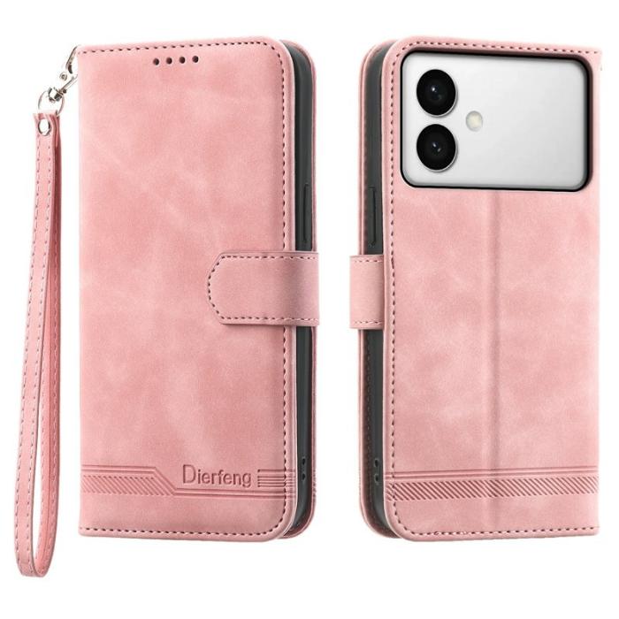 DIERFENG - DIERFENG Samsung Galaxy S26 Edge Plånboksfodral Konstläder - Rosa