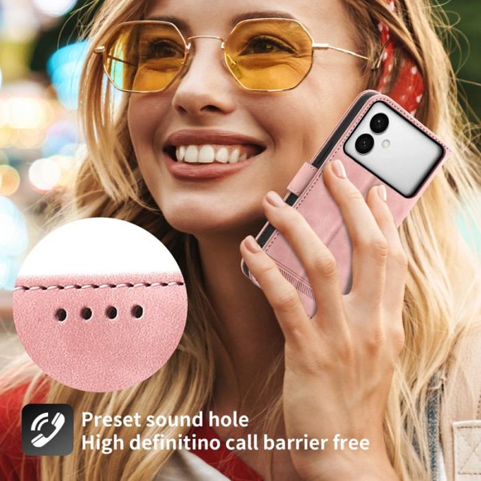 DIERFENG - DIERFENG Samsung Galaxy S26 Edge Plånboksfodral Konstläder - Rosa