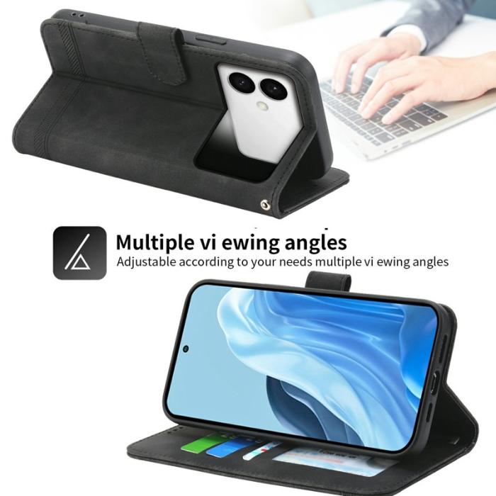 DIERFENG - DIERFENG Samsung Galaxy S26 Edge Plånboksfodral Konstläder - Svart