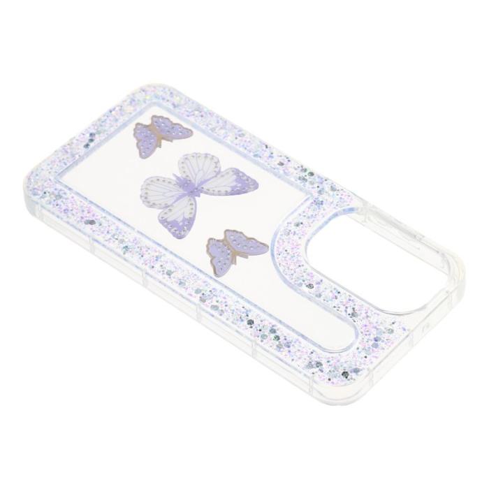 OEM - DIY Samsung Galaxy A55 5G Skal Glitter Epoxy Plast - Lila