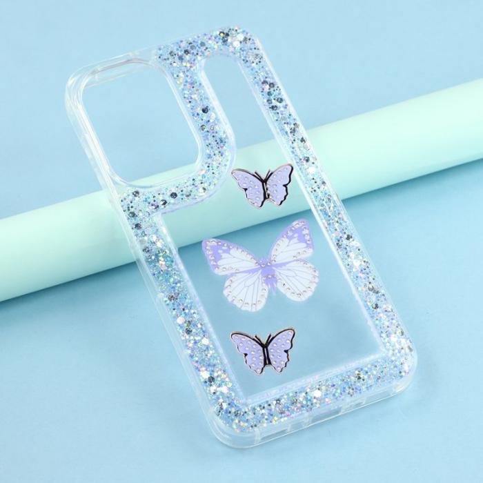 OEM - DIY Samsung Galaxy A55 5G Skal Glitter Epoxy Plast - Lila