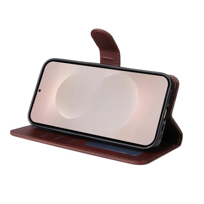 ENKAY - ENKAY Samsung Galaxy S26 Ultra Fodral Äkta Läder Ställ - Brun