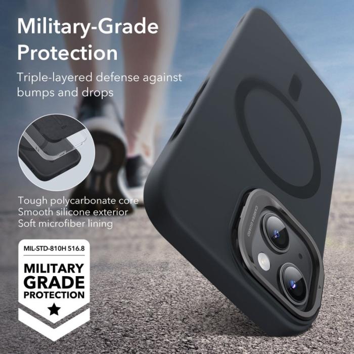 ESR - ESR iPhone 15 Skal Silikon+PC Militärklass Skydd - Svart