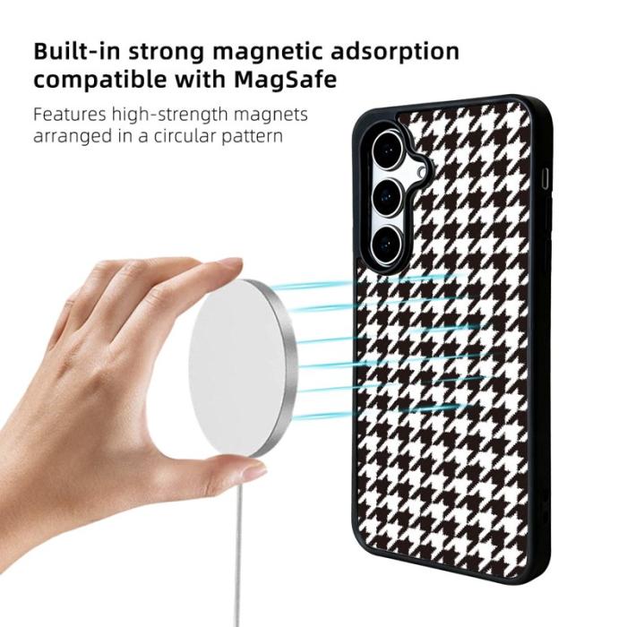 OEM - EYCASE Samsung Galaxy S26 Skal TPU + Akryl Magnetiskt - Svart Vit Houndstooth
