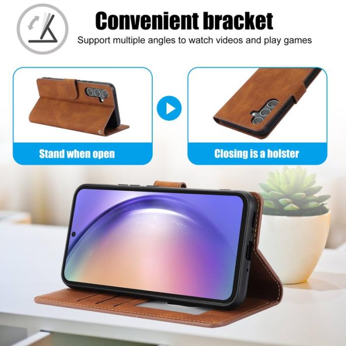 OEM - Fantasy Samsung Galaxy A35 5G Fodral Äkta Läder - Brun