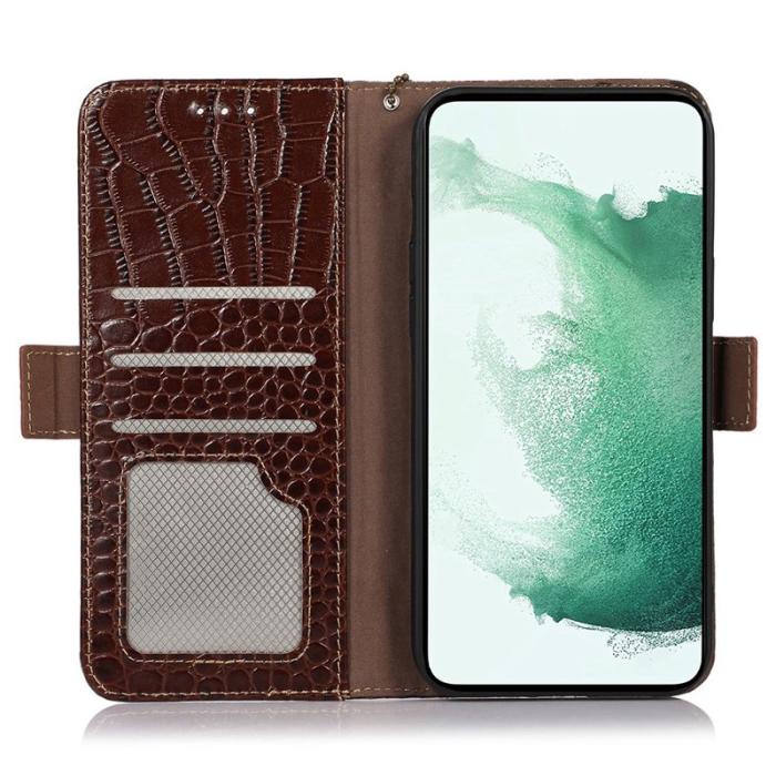 OEM - Genuine Leather Wallet Case Samsung Galaxy A55 5G RFID Skydd - Brun