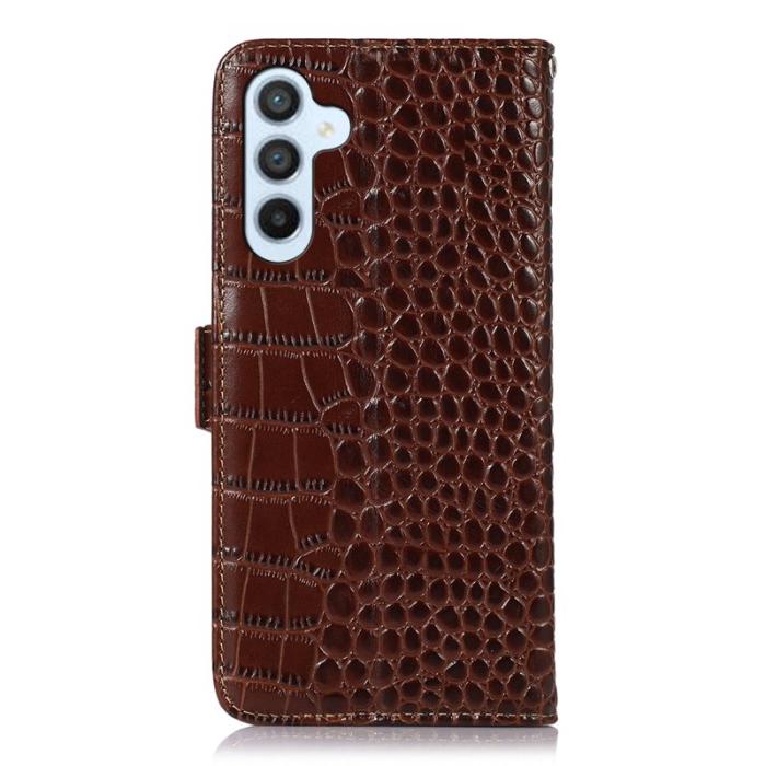 OEM - Genuine Leather Wallet Case Samsung Galaxy A55 5G RFID Skydd - Brun