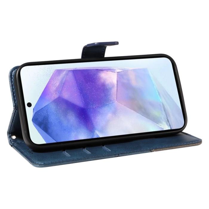 OEM - Geometric Samsung Galaxy A55 5G Plånboksfodral Konstläder - Blå
