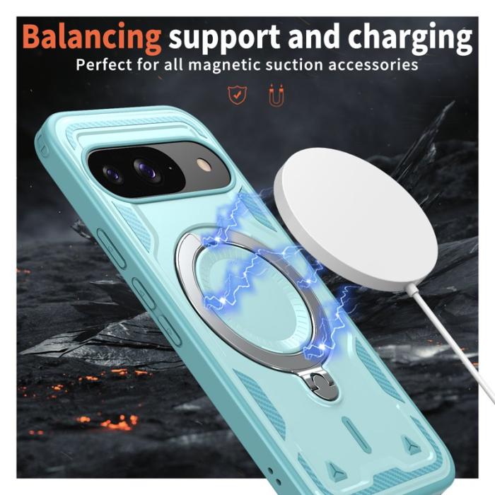 N/A - Google Pixel 10/10 Pro Skal Militärskydd Plast Kickstand - Baby Blue