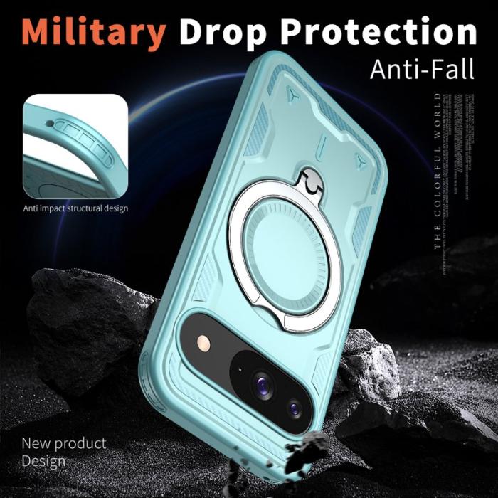 N/A - Google Pixel 10/10 Pro Skal Militärskydd Plast Kickstand - Baby Blue