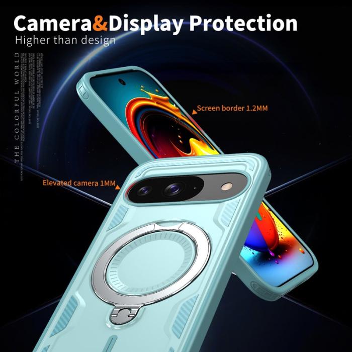 N/A - Google Pixel 10/10 Pro Skal Militärskydd Plast Kickstand - Baby Blue