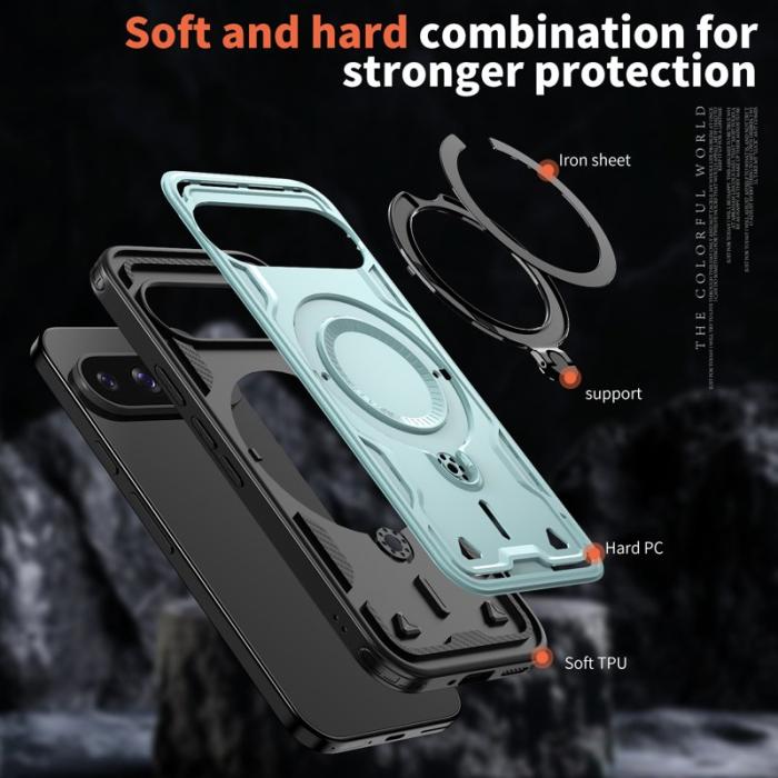 N/A - Google Pixel 10/10 Pro Skal Militärskydd Plast Kickstand - Baby Blue