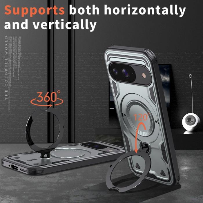 N/A - Google Pixel 10/10 Pro Skal Plast Militärskydd Kickstand - Grå