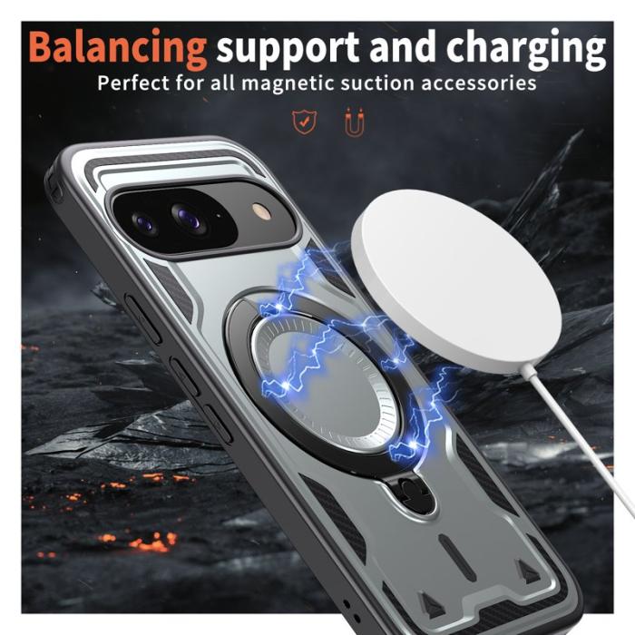 N/A - Google Pixel 10/10 Pro Skal Plast Militärskydd Kickstand - Grå