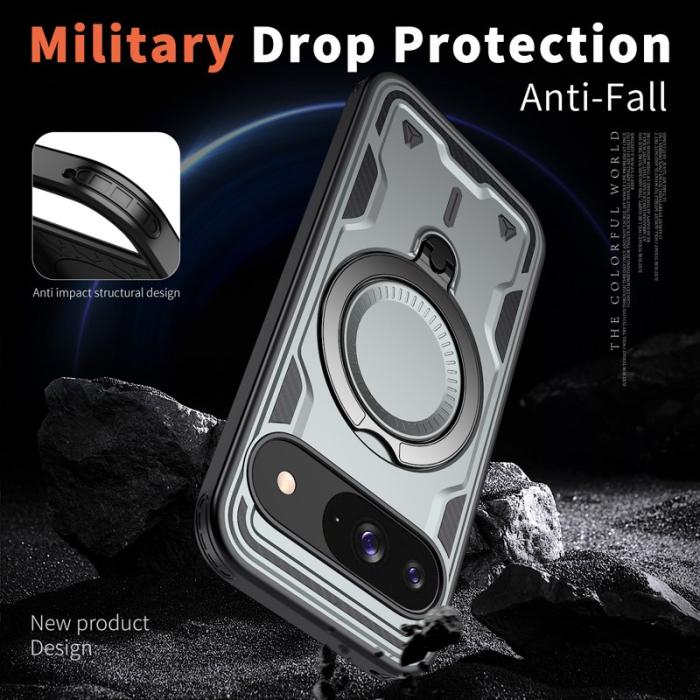 N/A - Google Pixel 10/10 Pro Skal Plast Militärskydd Kickstand - Grå