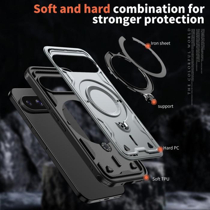 N/A - Google Pixel 10/10 Pro Skal Plast Militärskydd Kickstand - Grå