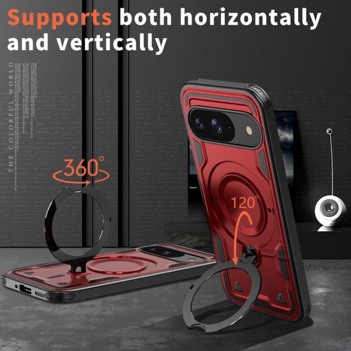 N/A - Google Pixel 10/10 Pro Skal Plast Militärskydd Kickstand - Röd