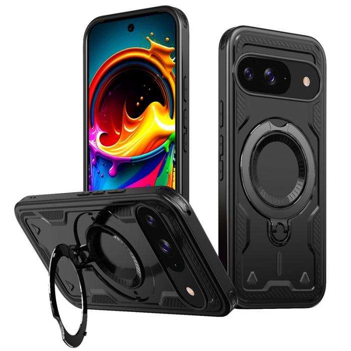 N/A - Google Pixel 10/10 Pro Skal Plast Militärskydd Med Ställ - Svart